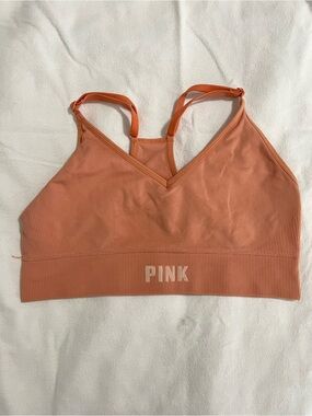 PINK Victoria's Secret Seamless V-Neck Sports Bra in Coral Size Small